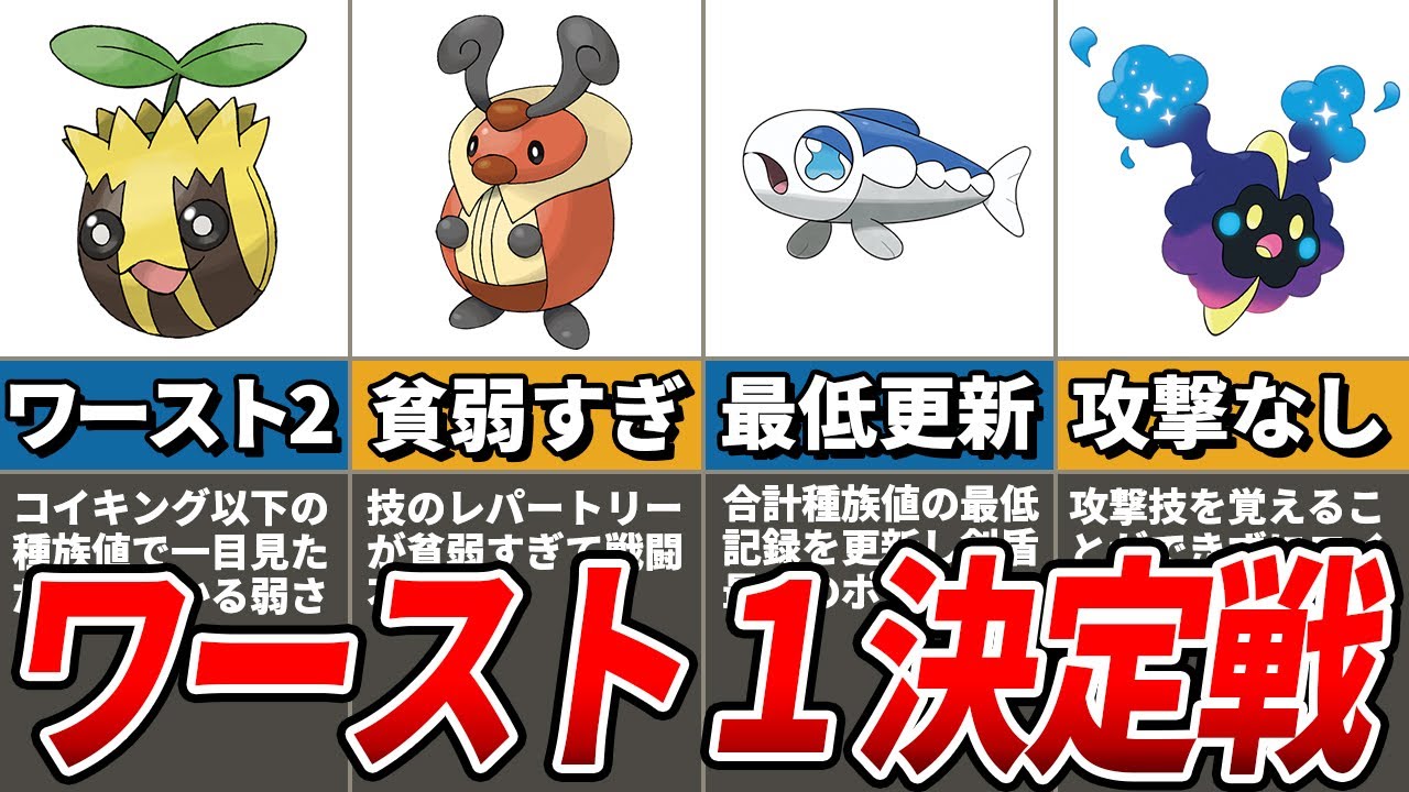 世界一弱いコイキングよりも弱い最弱ポケモン7選【歴代ポケモン】 - YouTube