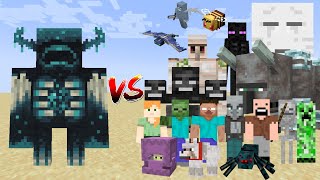 Warden vs All mobs in Minecraft  - Minecraft Mob Battle