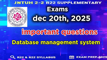 👉DBMS R22  Important Questions  Dec 20th 2025| JNTUH CSE | Database Management Systems 2025