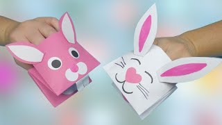 How to Make a paper Bunny Hand Puppet/ Easter craft / Marionette de papel coelinho
