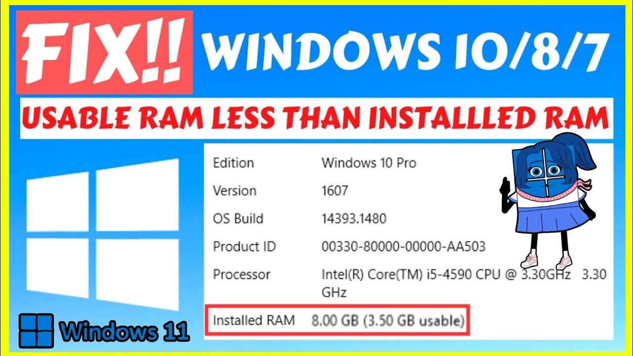 Fix Usable RAM Less Than Installed RAM in Windows 