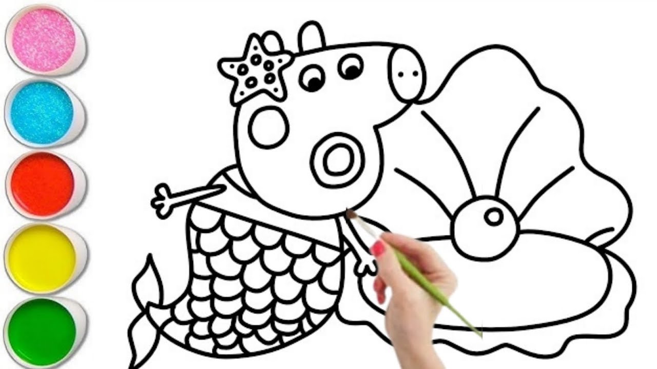 Peppa pig🧜‍♀️🐷🌊Mermaid for Kids step by step|Mermaid Drawing ,Painting ...