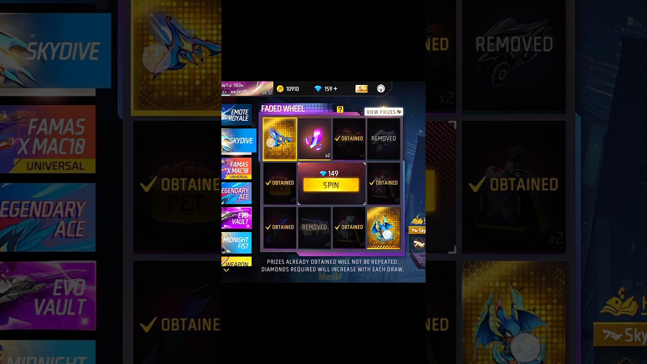 Midnight Action Skydive Faded Wheel Event Spin Trick 🤯 FreeFire New Skydive Spin 🤔 