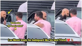The way Lionel Messi hugs his bodyguard like a best friend ❤🐐