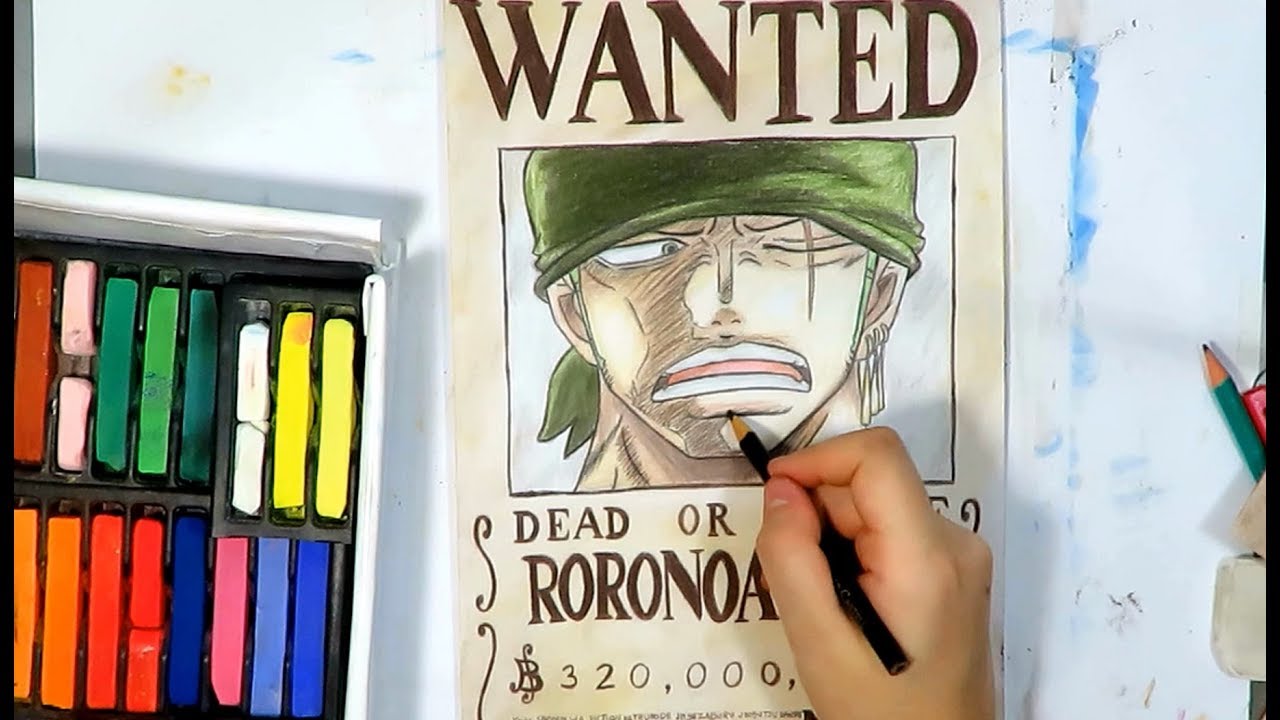 One Piece Roronoa Zoro Speed Drawing Wanted Poster Youtube