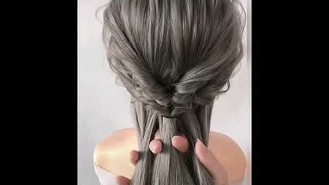 Hair hack: easy hair bun/french hair braid updo/hairstyles for wedding/party /hairstyle tutorial发型教程