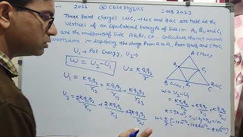 Three point charges 1 μC, -1 μC  and  2μ C are kept at the vertices A, B and C respectively of an