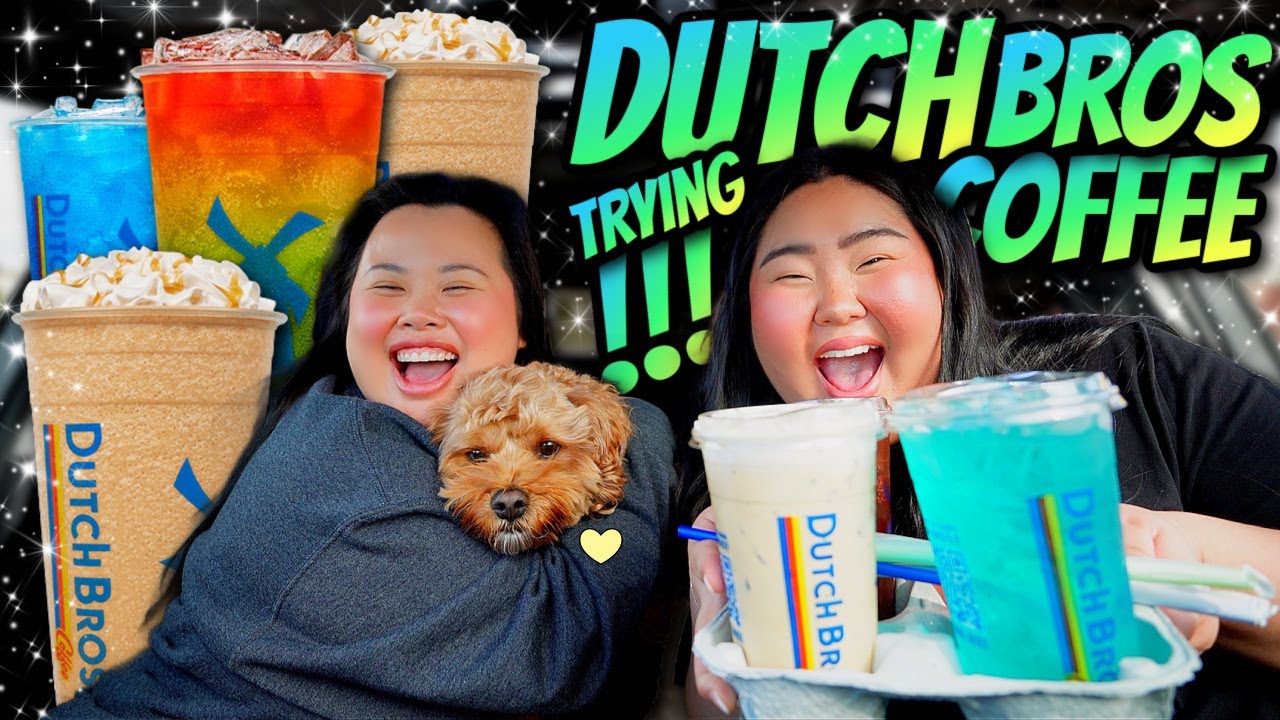 Dutch Bros Coffee Mukbang (My First Time) 먹방 Eating Show! Golden Eagle, Shark Attack Rebel + More!