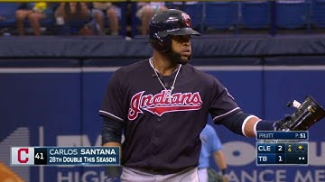 CLE@TB: Santana drives an RBI double to left-center