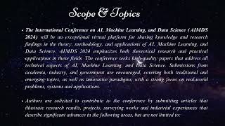 International Conference on AI Machine Learning and Data Science AIMDS 2024