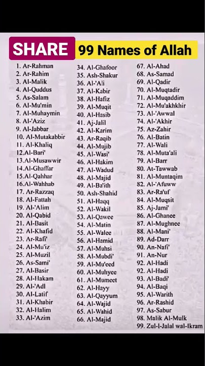 99 names of Allah