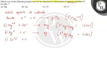 Which one of the following metals can not be obtained on electrolysis of aqueous solution of its ...