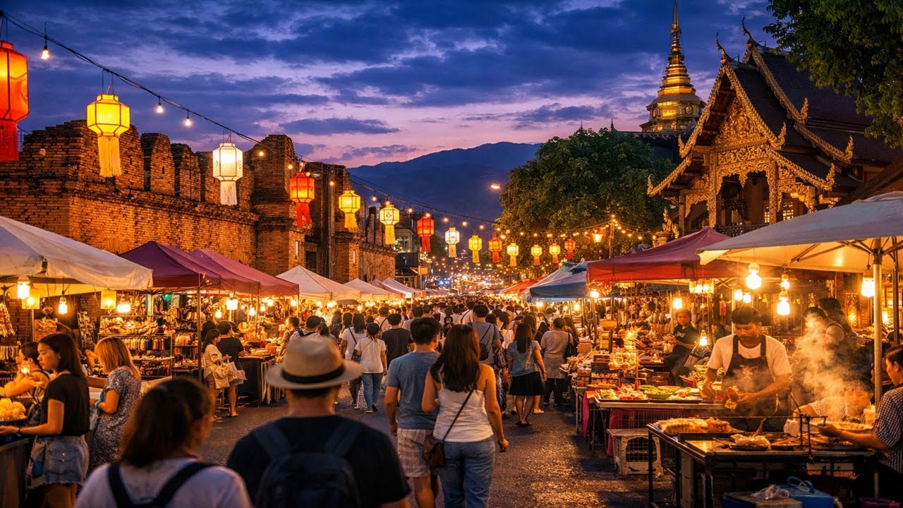 EP. 40 ถนนคนเดินท่าแพ เชียงใหม่ ของกินเพียบ บรรยากาศสุดคึกคัก!!