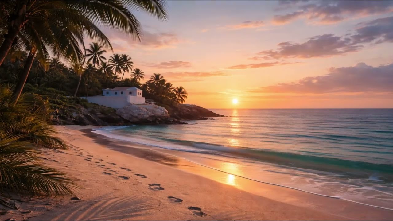 Soft Guitar for a Peaceful Evening - Ocean Glow at Golden Hour