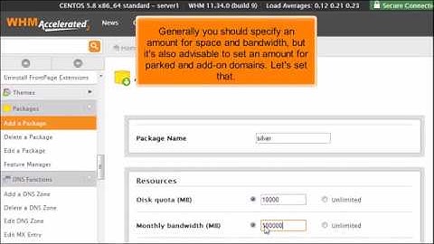 How to create hosting packages in WHM