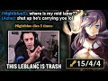 Carrying Nightblue3 out of Diamond as he complains and flames my Leblanc...