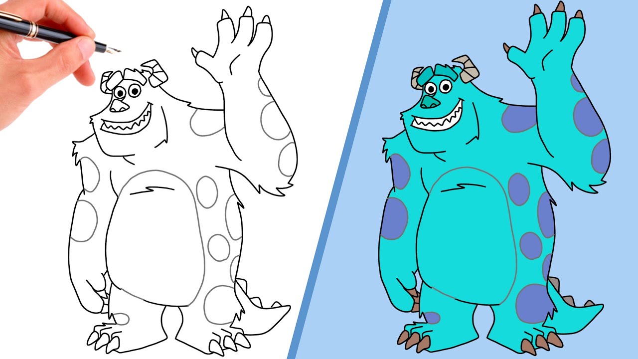 How to Draw Sulley from Monsters Inc. with Easy Step by Step Drawing  Tutorial - How to Draw Step by Step Drawing Tutorials