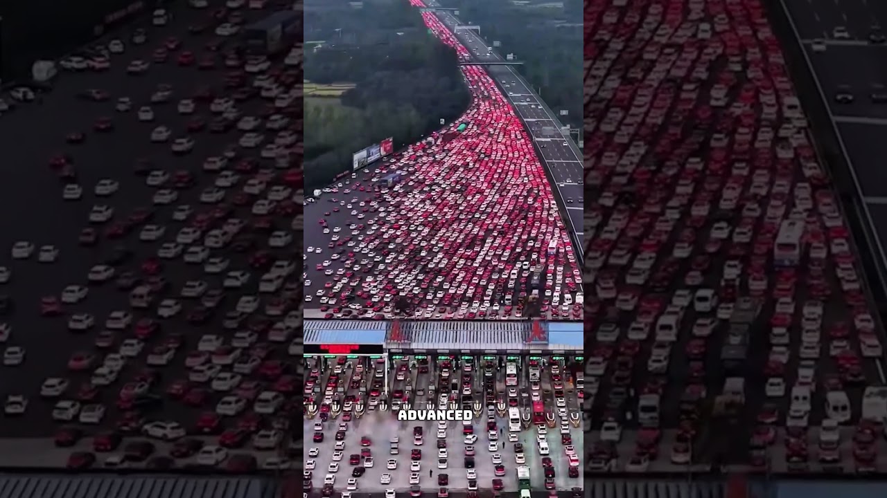 "China's Largest Traffic Jam After National Holiday" 