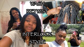 Hair Vlog | Professional Retwist and Style | First Time Interlocking