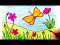 Bahar Resmi Çizimi Kolay Çiçek Ve Kelebek Çizimi İlkbahar Resmi Kolay Çizimler