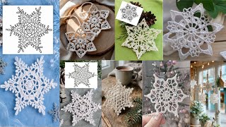 Crochet lace star snow ❄️ flake (added diagrams)#crochet #crochetsnowflake #crochetpattern 