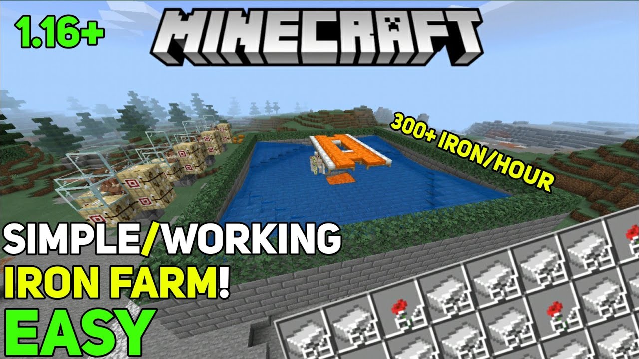 SIMPLE! 1.16+ Working Iron Farm Tutorial In Minecraft Bedrock (Mcpe/Xbox/PS4/Nintendo/window 10)