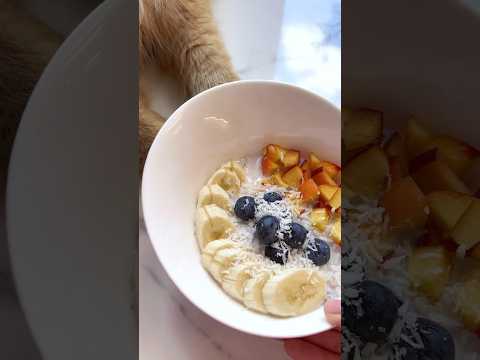 завтрак углеводный #асмр #готовка #готовимдома #едимдома #каша #фрукты
