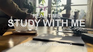 Real time STUDY WITH ME (no music): 1h motivation, Background noise, Productive, No break/pomodoro