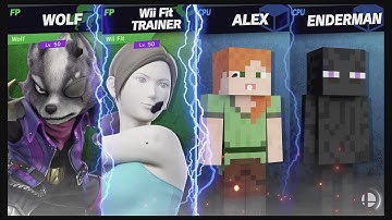 Super Smash Bros Ultimate Amiibo Fights – Steve & Co #199 Wolf & Wii Fit vs Alex & Enderman