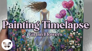 "How to Paint a Girl in Flowers" Acrylic Painting Time-Lapse