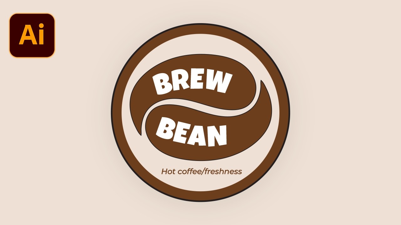 Coffee Shop Logo Design in Adobe Illustrator | Brew Bean
