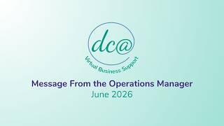 Message From the Operations Manager - June 2026