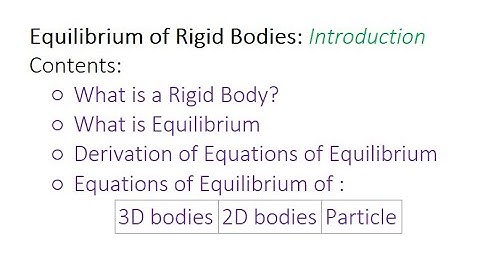 Equilibrium of Rigid Bodies: What is a Rigid body, Equations of Equilibrium of 2D and 3D Rigid body