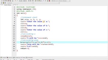 Program To Find Area Of aTriangle When Three Sides Are Given Using C++ Learn Easily And Quickly.