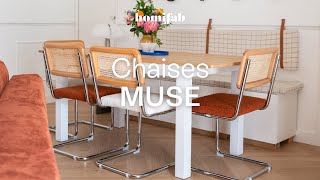 Muse Chaises En Cannage, Tissu Bouclette Et Métal Chromé Pour Une Salle À Manger Design Homifab