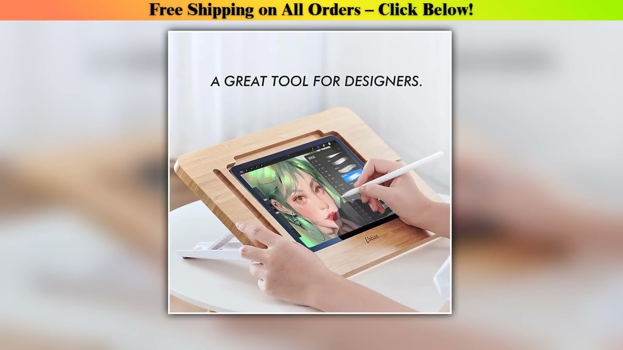 Sturdy Walnut Color Painting Wooden Desktop Tablet/Pad Stand for IPad Holder Writing and Drawing