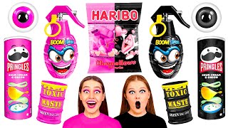 Desafío de Comida Rosa vs Negra | Gadgets y Trucos Secretos Fáciles DaRaDa Challenge