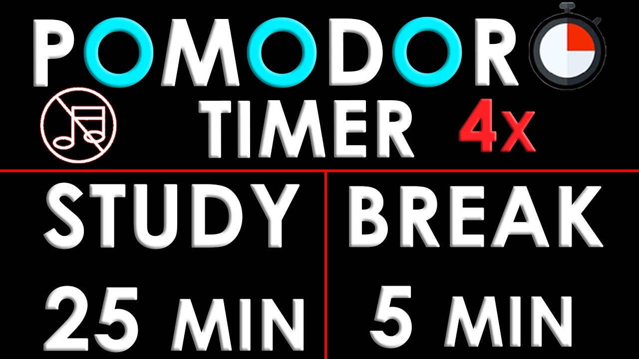 NO SOUND | Study Timer with Bell, 25 Min Study 5 Min Break, Pomodoro ...