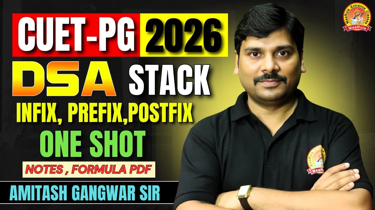 DATA STRUCTURE DSA | P-02 | DSA ONE SHOT CUET PG | STACK OPERATIONS 