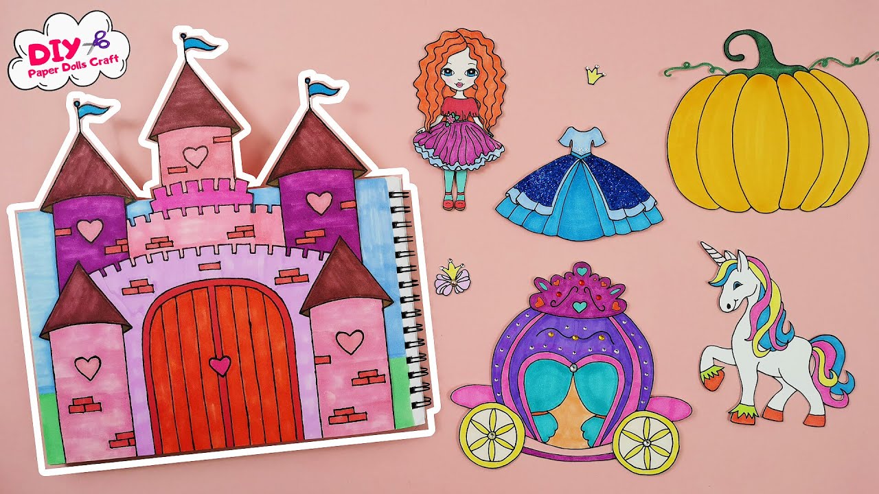 DIY DOLLHOUSE FOR PAPER PRINCESS DOLL MAKE QUIET BOOK CASTLE WITH