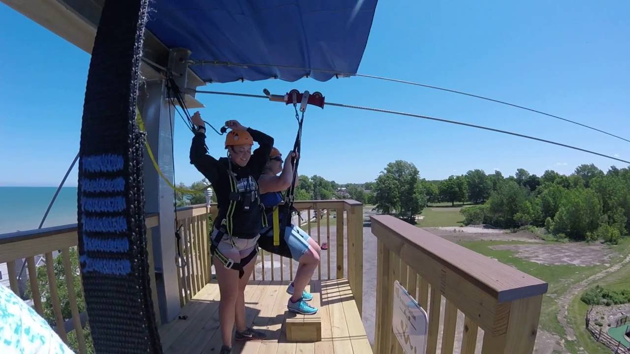 Ziplining at Geneva on the Lake Adventure Zone YouTube