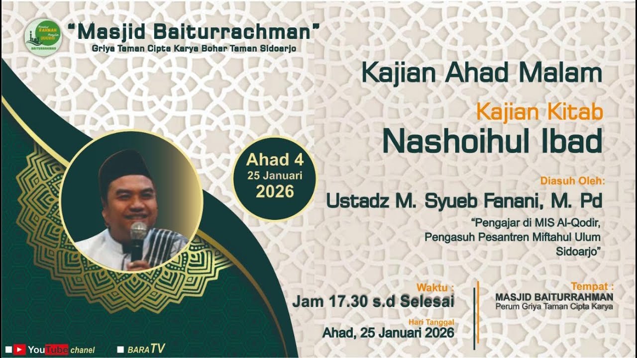 LIVE: Kajian Kitab Nashoihul ibad - Ustadz M.Syueb Fanani, M.Pd.I