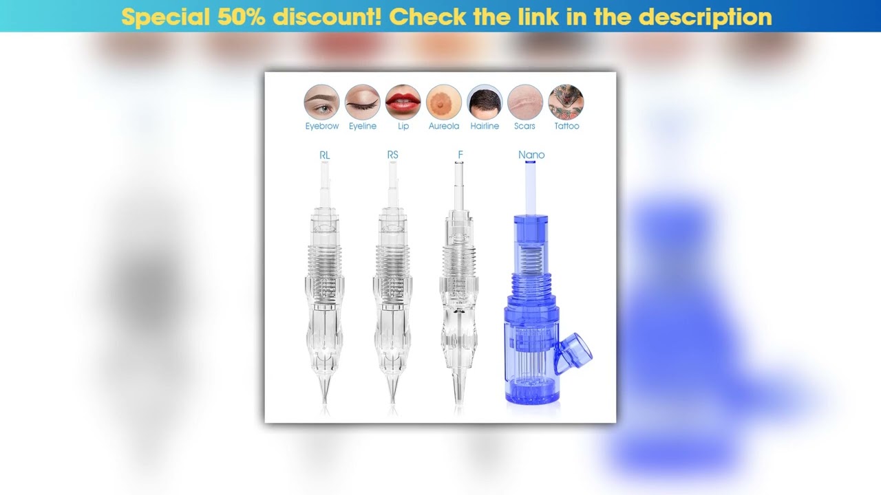 Best Seller BMX 50Pcs Screw Cartrdiges Tattoo Permanent Makeup Machine Tattoo Needles Eyebrow Lips•