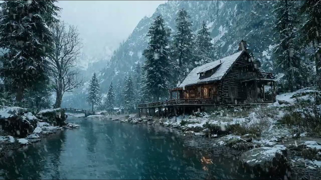 Deep Cold Winter Night Surrounded by Snowfall | Freezing Wind Ambience for Peaceful Sleep