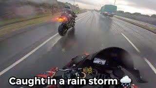 200kph on southern bypass while 🌧 raining - yamaha r1m & bmw s1000rr