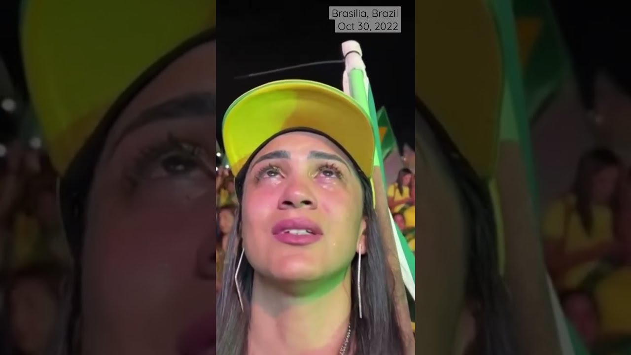 Brazil Bolsonaro's supporters crying as presidential vote results confirmed