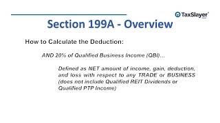 Section 199A Qualified Business Income Deduction
