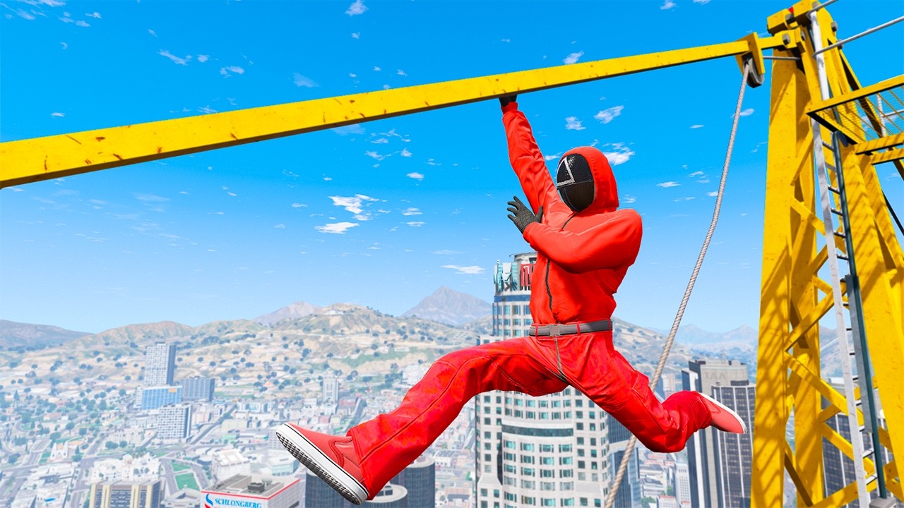 GTA 5 SQUID GAME GUARD RAGDOLLS/JUMP FAILS (Ragdolls Compilation) episode.77