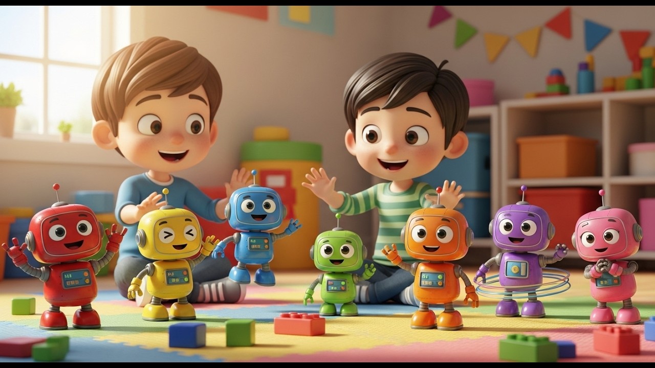 Seven Little Toy Robots Beep Beep Beep | Nursery Rhymes for Kids & Baby Songs