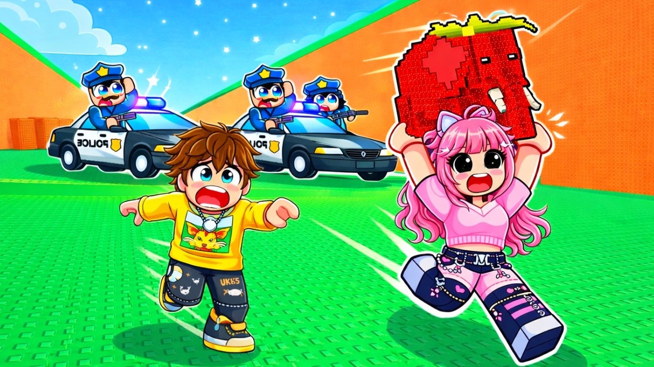 SCAPA de POLITIE cu CRUSH-ul in ROBLOX!